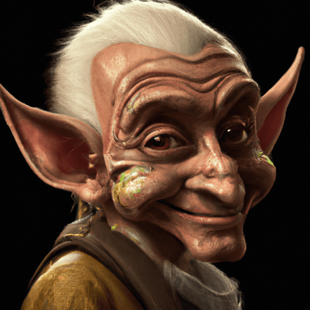 goblin, devious goblin, smiling, realistic, photo, high resolution, trending in artstation