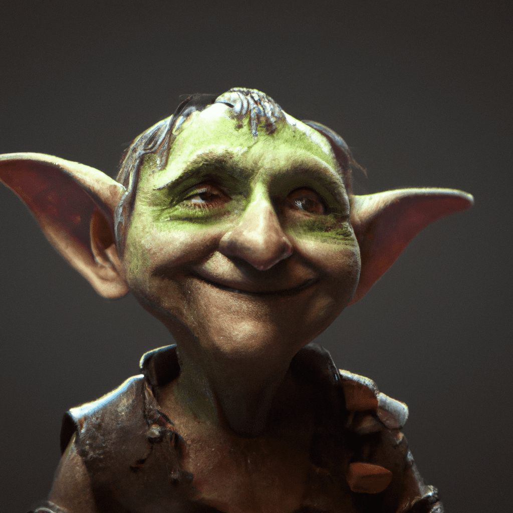 goblin, nice goblin, smiling, realistic, photo, high resolution, trending in artstation