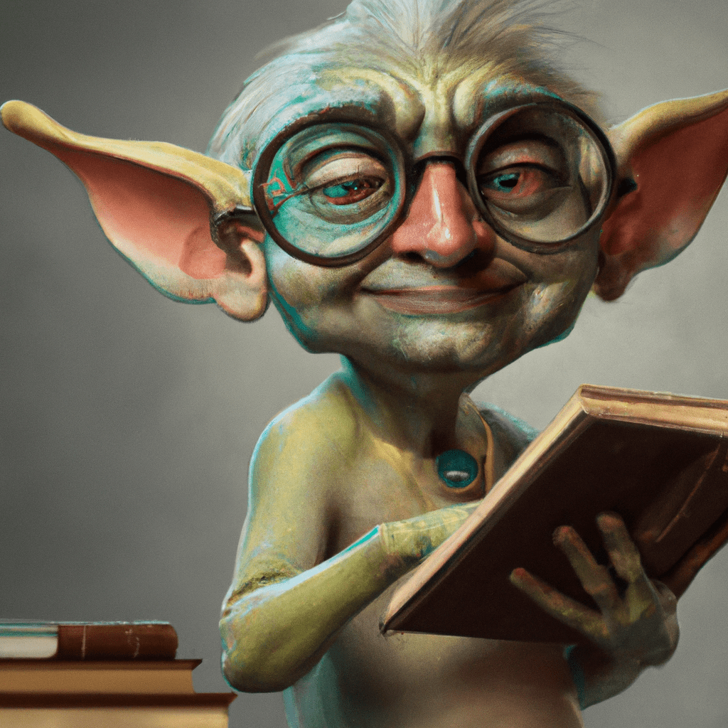 nerdy goblin, bookish goblins, smart goblin, photo realistic, high resolution, 4k, trending on artstation