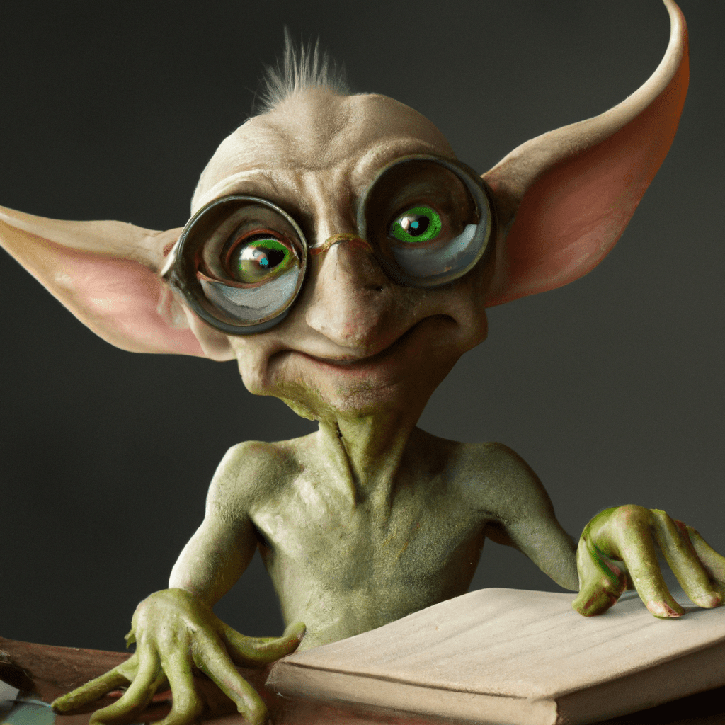 nerdy goblin, bookish goblins, smart goblin, photo realistic, high resolution, 4k, trending on artstation