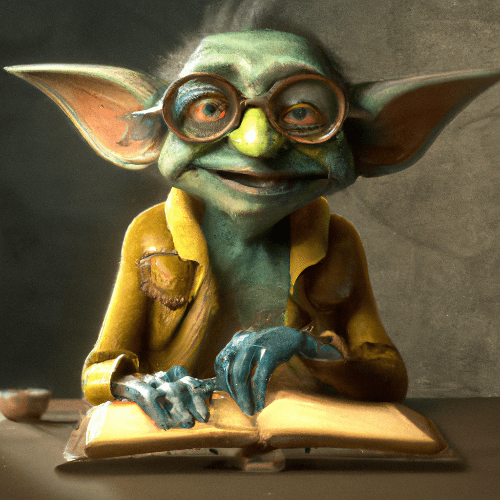 nerdy goblin, bookish goblins, smart goblin, photo realistic, high resolution, 4k, trending on artstation