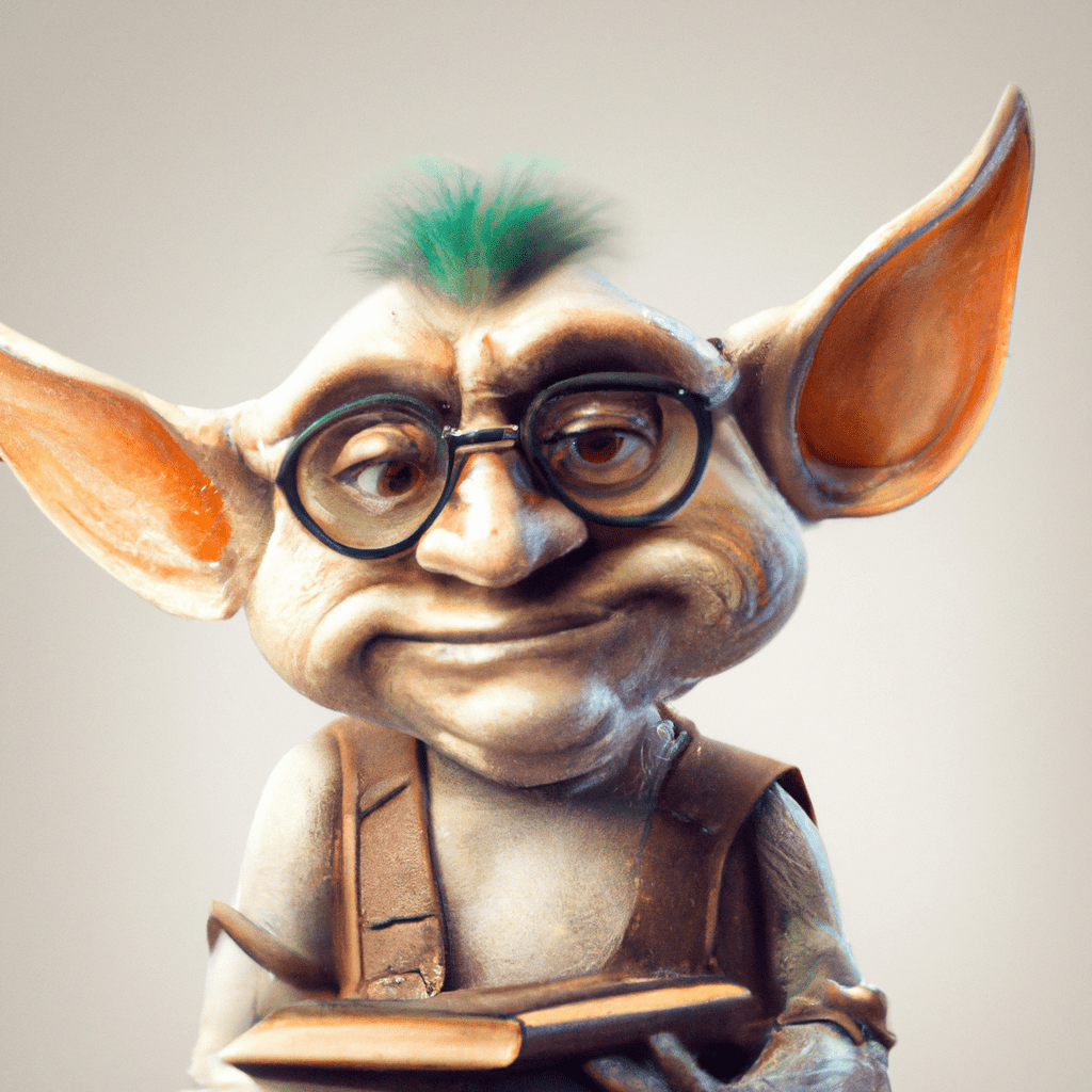 nerdy goblin, bookish goblins, smart goblin, photo realistic, high resolution, 4k, trending on artstation